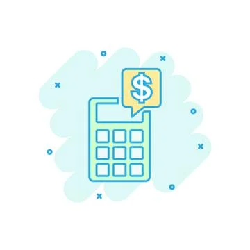 Money calculation icon in comic style. Budget banking vector cartoon illustra Stock Illustration