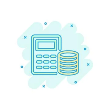 Money calculation icon in comic style. Budget banking vector cartoon illustra Stock Illustration