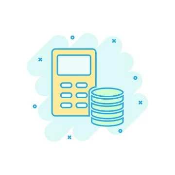 Money calculation icon in comic style. Budget banking vector cartoon illustra Stock Illustration
