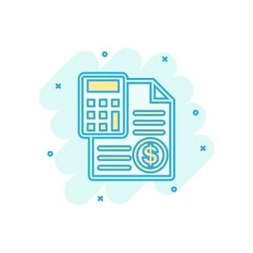 Money calculation icon in comic style. Budget banking vector cartoon illustra Illustrazione stock
