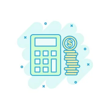 Money calculation icon in comic style. Budget banking vector cartoon illustra Stock Illustration