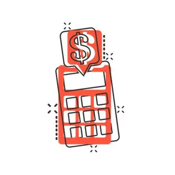 Money calculation icon in comic style. Budget banking vector cartoon illustra Stock Illustration