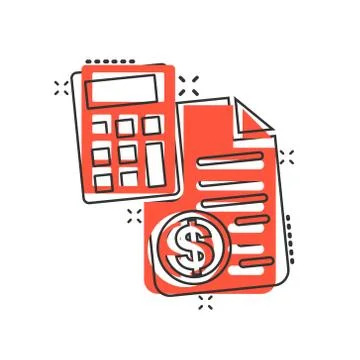 Money calculation icon in comic style. Budget banking vector cartoon illustra Stock Illustration