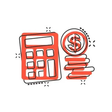 Money calculation icon in comic style. Budget banking vector cartoon illustra Stock Illustration