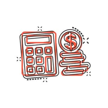 Money calculation icon in comic style. Budget banking vector cartoon illustra Illustrazione stock