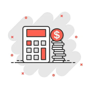 Money calculation icon in comic style. Budget banking vector cartoon illustra Illustrazione stock