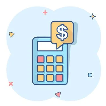 Money calculation icon in comic style. Budget banking vector cartoon illustra Stock Illustration