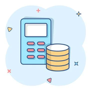 Money calculation icon in comic style. Budget banking vector cartoon illustra Illustrazione stock
