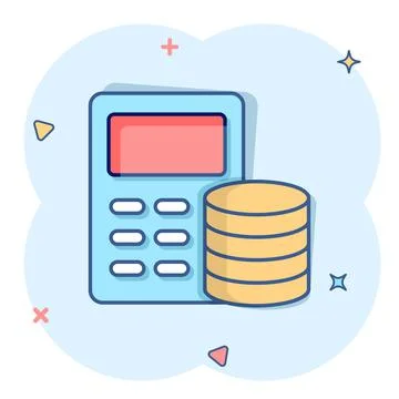 Money calculation icon in comic style. Budget banking vector cartoon illustra Stock Illustration