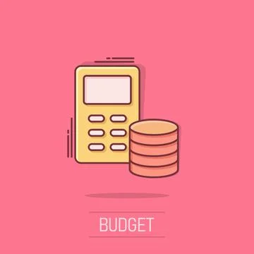 Money calculation icon in comic style. Budget banking vector cartoon illust.. Stock Illustration