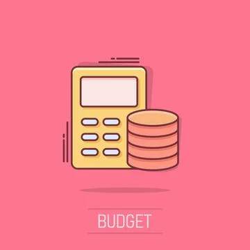 Money calculation icon in comic style. Budget banking vector cartoon illust.. Illustrazione stock