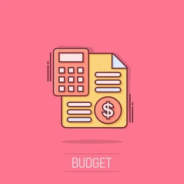 Money calculation icon in comic style. Budget banking vector cartoon illust.. Stock Illustration