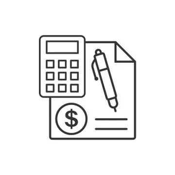 Money calculation icon in flat style. Budget banking vector illustration on w Illustrazione stock
