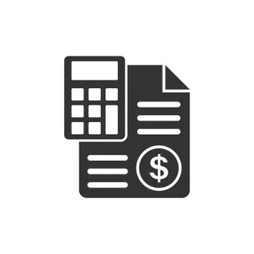 Money calculation icon in flat style. Budget banking vector illustration on w Illustrazione stock