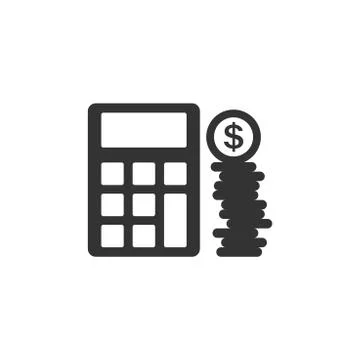Money calculation icon in flat style. Budget banking vector illustration on w Illustrazione stock