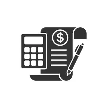 Money calculation icon in flat style. Budget banking vector illustration on w Stock Illustration