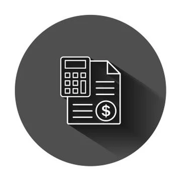 Money calculation icon in flat style. Budget banking vector illustration on b Illustrazione stock