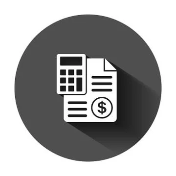 Money calculation icon in flat style. Budget banking vector illustration on b Stock Illustration