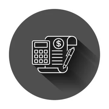 Money calculation icon in flat style. Budget banking vector illustration on b Stock Illustration