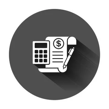 Money calculation icon in flat style. Budget banking vector illustration on b Illustrazione stock