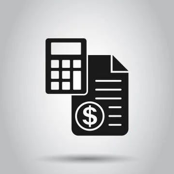 Money calculation icon in flat style. Budget banking vector illustration on i Illustrazione stock