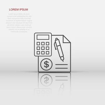 Money calculation icon in flat style. Budget banking vector illustration on.. Stock Illustration