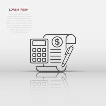 Money calculation icon in flat style. Budget banking vector illustration on.. Illustrazione stock