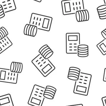 Money calculation icon seamless pattern background. Budget banking vector ill Stock Illustration