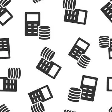 Money calculation icon seamless pattern background. Budget banking vector ill Stock Illustration