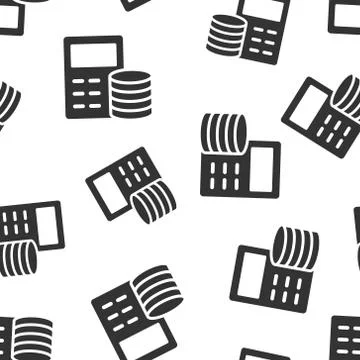 Money calculation icon seamless pattern background. Budget banking vector ill Illustrazione stock