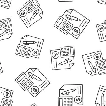 Money calculation icon seamless pattern background. Budget banking vector ill Stock Illustration