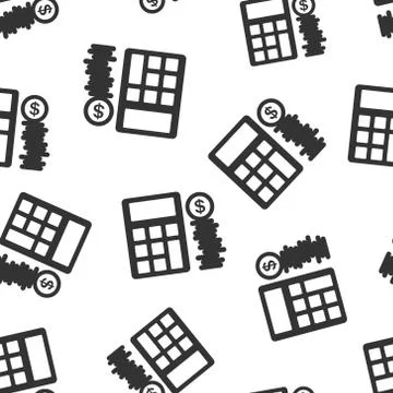 Money calculation icon seamless pattern background. Budget banking vector ill Stock Illustration