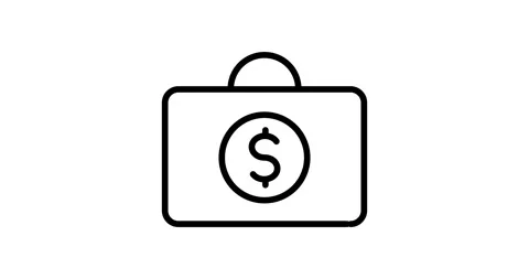 Money case animated outline icon Stock Footage 249449286