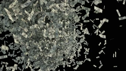 Money cash fall down with alpha channel Stock Footage 132215844