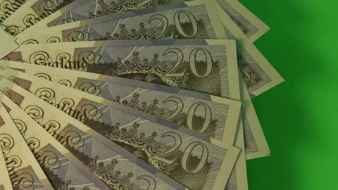 Money cash pounds notes revolving on green screen pt 5 of 9 Stock Footage 149003953