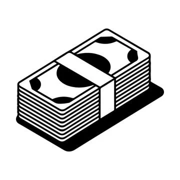 Money Cash Stack Dollar Bundle Finance Banking Clipart Printable Minimalist.. Stock Illustration