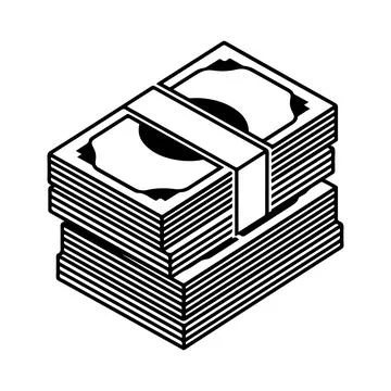 Money Cash Stack Dollar Bundle Finance Banking Clipart Printable Minimalist.. Stock Illustration