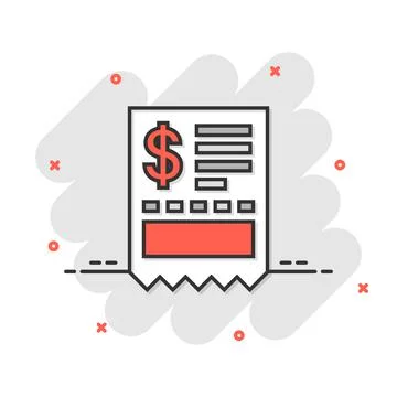 Money check icon in comic style. Checkbook cartoon vector illustration on whi Stock Illustration