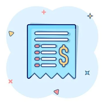 Money check icon in comic style. Checkbook cartoon vector illustration on whi Stock Illustration