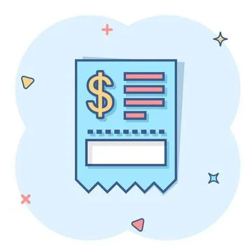 Money check icon in comic style. Checkbook cartoon vector illustration on whi Stock Illustration