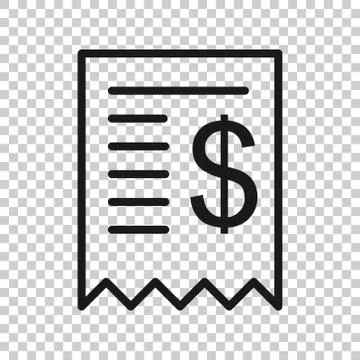 Money check icon in flat style. Checkbook vector illustration on white isolat Stock Illustration