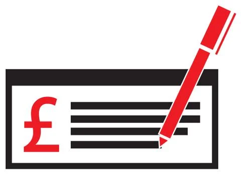 Money check libra red icon Stock Illustration