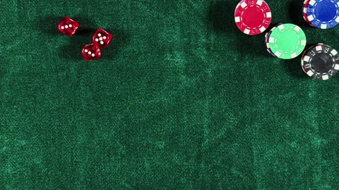 Money chips Red Dices and Gambling Cards Stop Motion Stock Footage 306736626