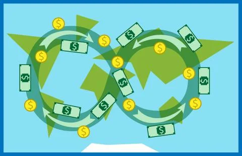 Money circulating in world Stock Illustration