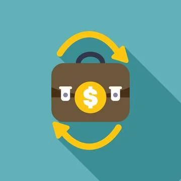 Money circulation concept with briefcase rotating arrows and dollar sign Stock Illustration
