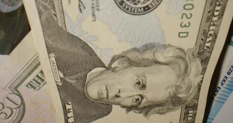 Money close up. US dollar close up shot. USD Stock Footage 261356433