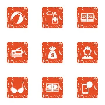 Money code icons set, grunge style 스톡 일러스트