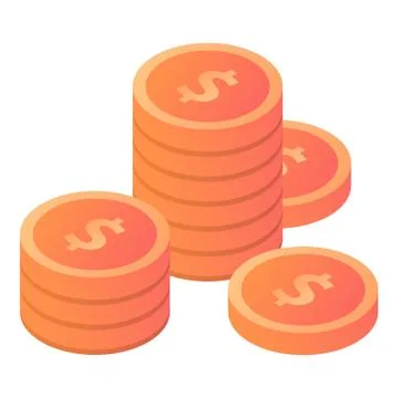 Money coin stack icon, isometric style Stock Illustration