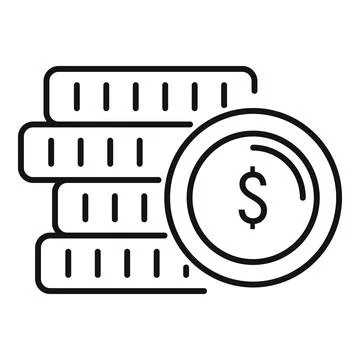Money coin stack icon, outline style Stock Illustration