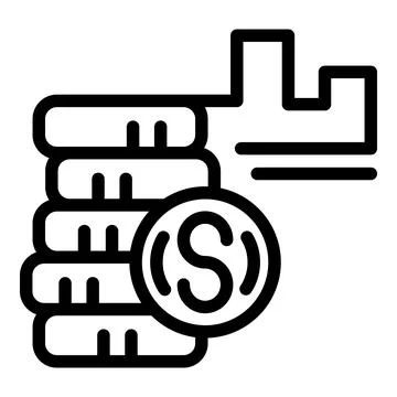 Money coin stack icon outline vector. Financial bank Stock Illustration